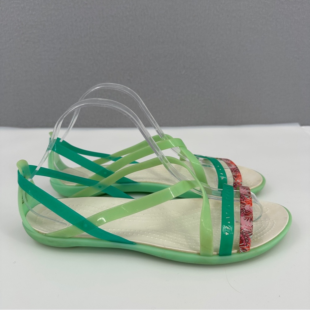 Crocs Isabella Strappy Jelly Slip On Sandals Womens 10 Green Flats Shoes 205150 - Picture 5 of 15